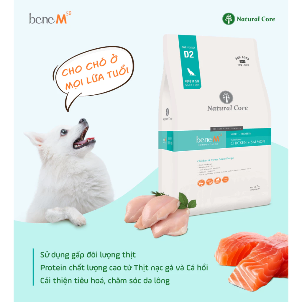 Thức ăn cho chó Natural Core D2 BENE M Thịt gà & Cá hồi
