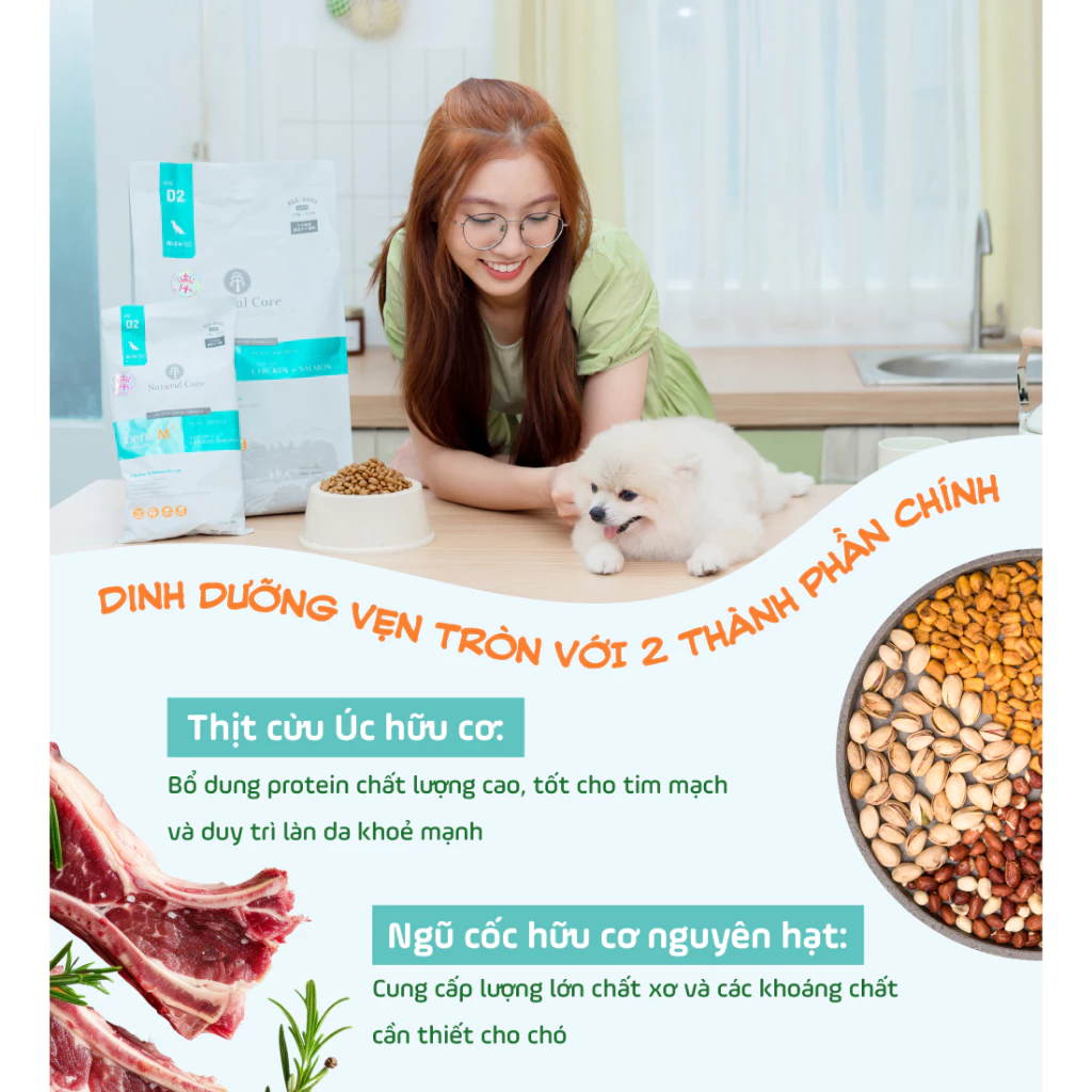 Thức ăn cho chó Natural Core D2 BENE M Thịt gà & Cá hồi