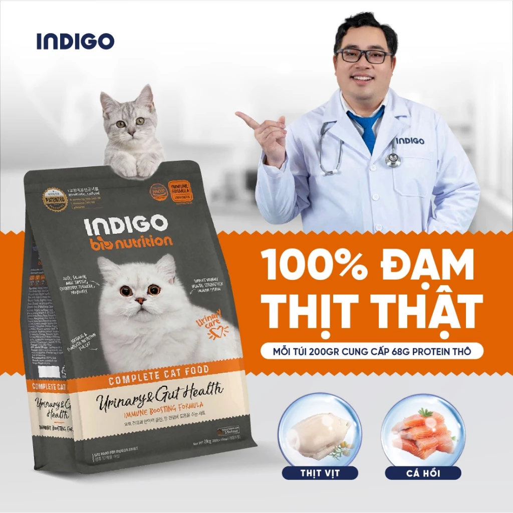Thức ăn dinh dưỡng cho mèo INDIGO Sức Khỏe Tiết Niệu 2kg