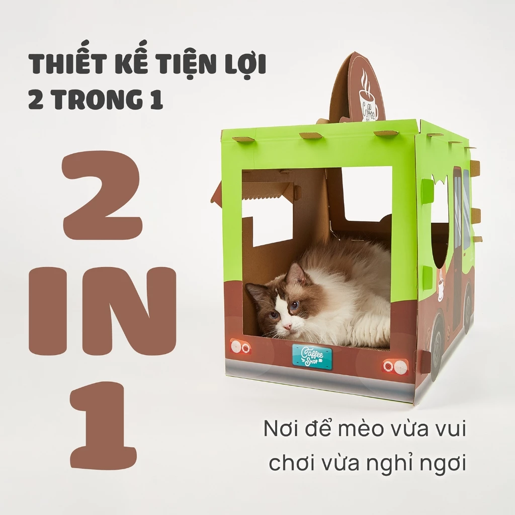 Nhà cào móng mèo hình xe cà phê