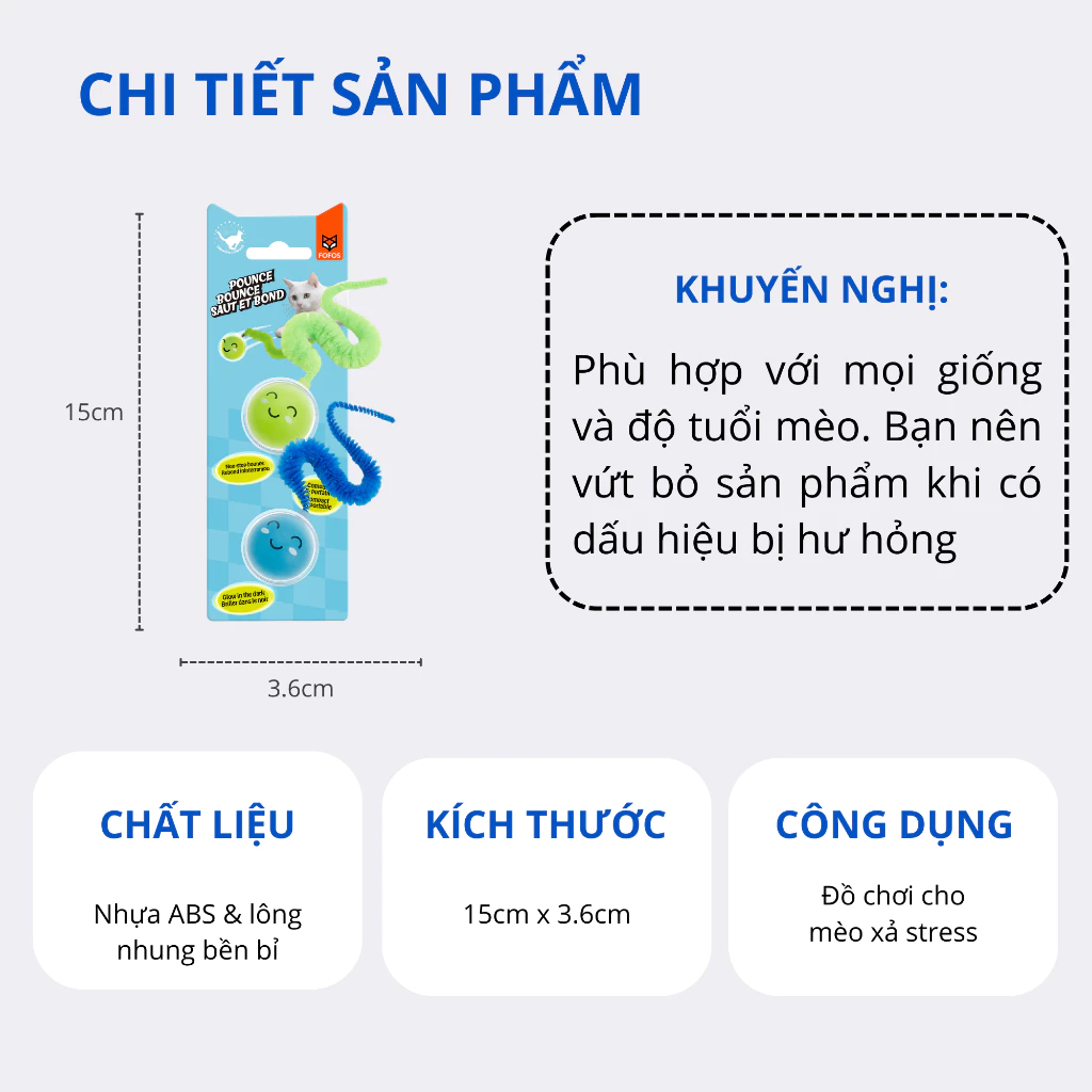 Đồ chơi cho thú cưng bóng nảy phát sáng FOFOS