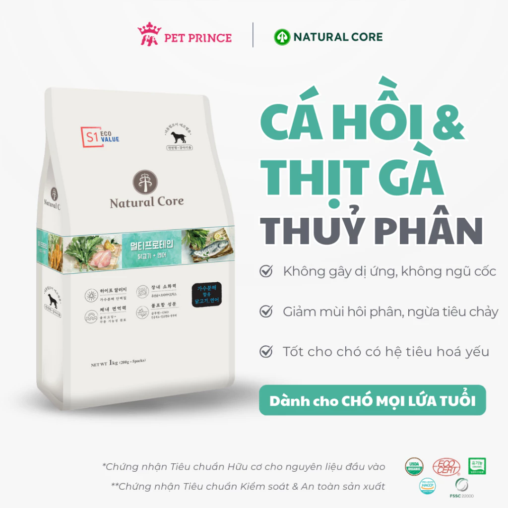 Thức ăn cho chó Natural Core S1 Thịt Gà & Cá Hồi 1kg