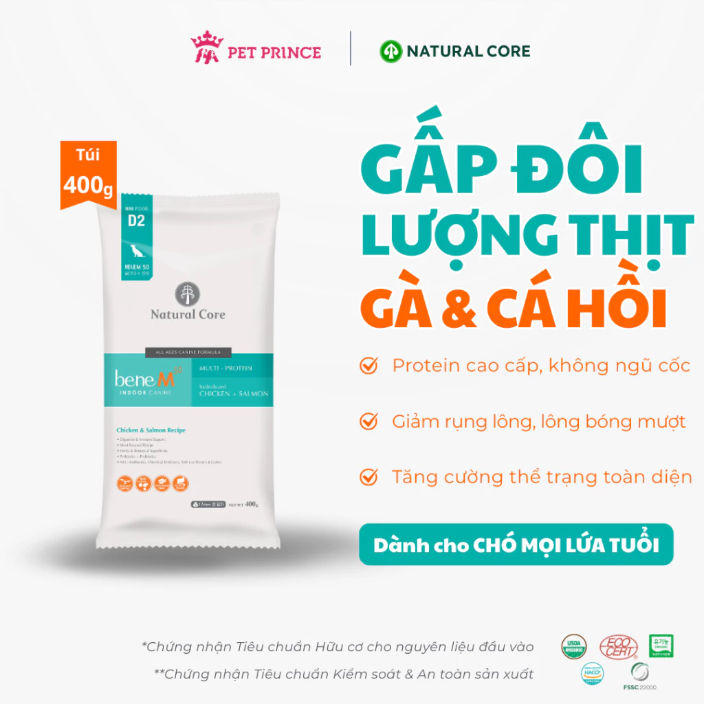 Thức ăn cho chó Natural Core D2 BENE M Thịt gà & Cá hồi