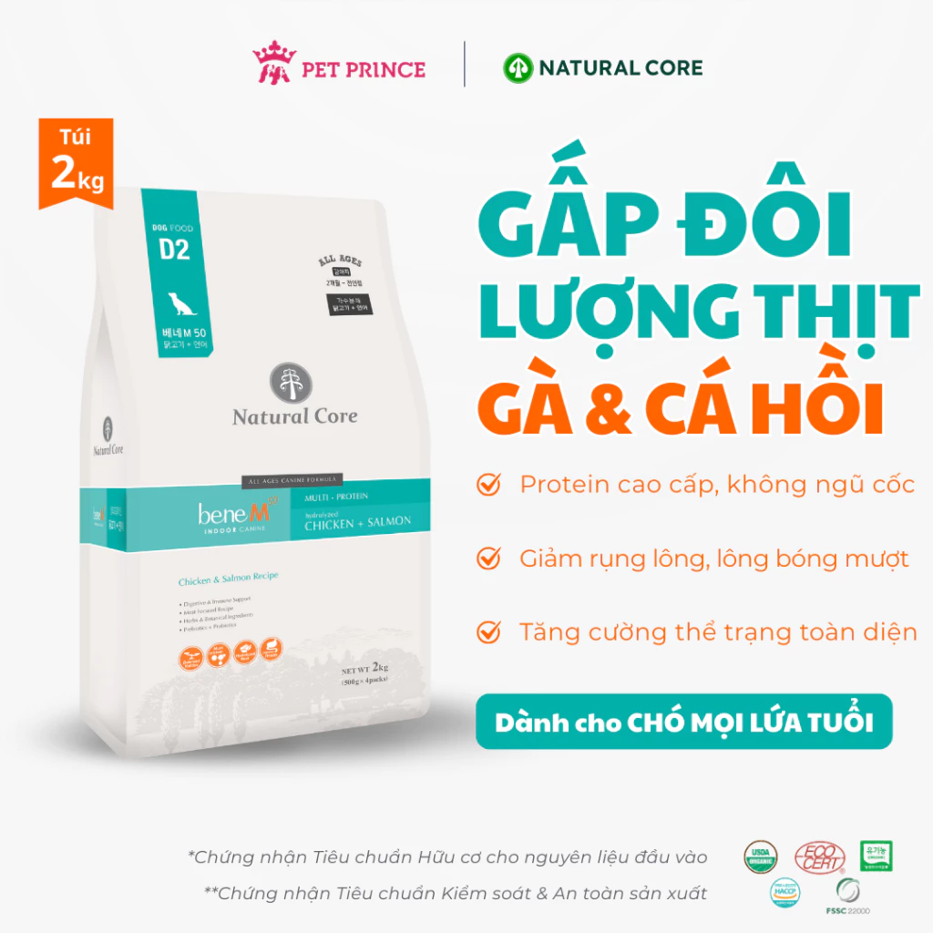 Thức ăn cho chó Natural Core D2 BENE M Thịt gà & Cá hồi