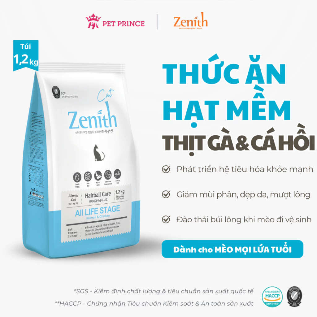 Thức ăn hạt mềm cho mèo Zenith - Hairball 1,2kg