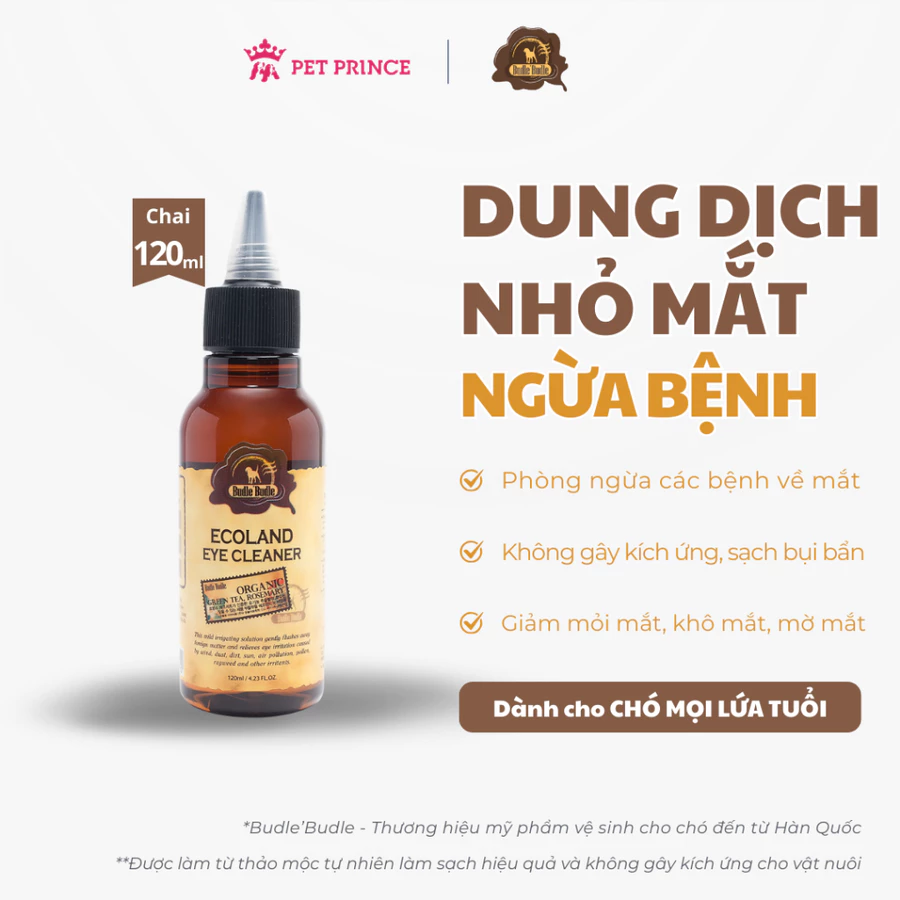 Dung dịch nhỏ mắt cho chó Budle'Budle 120ml