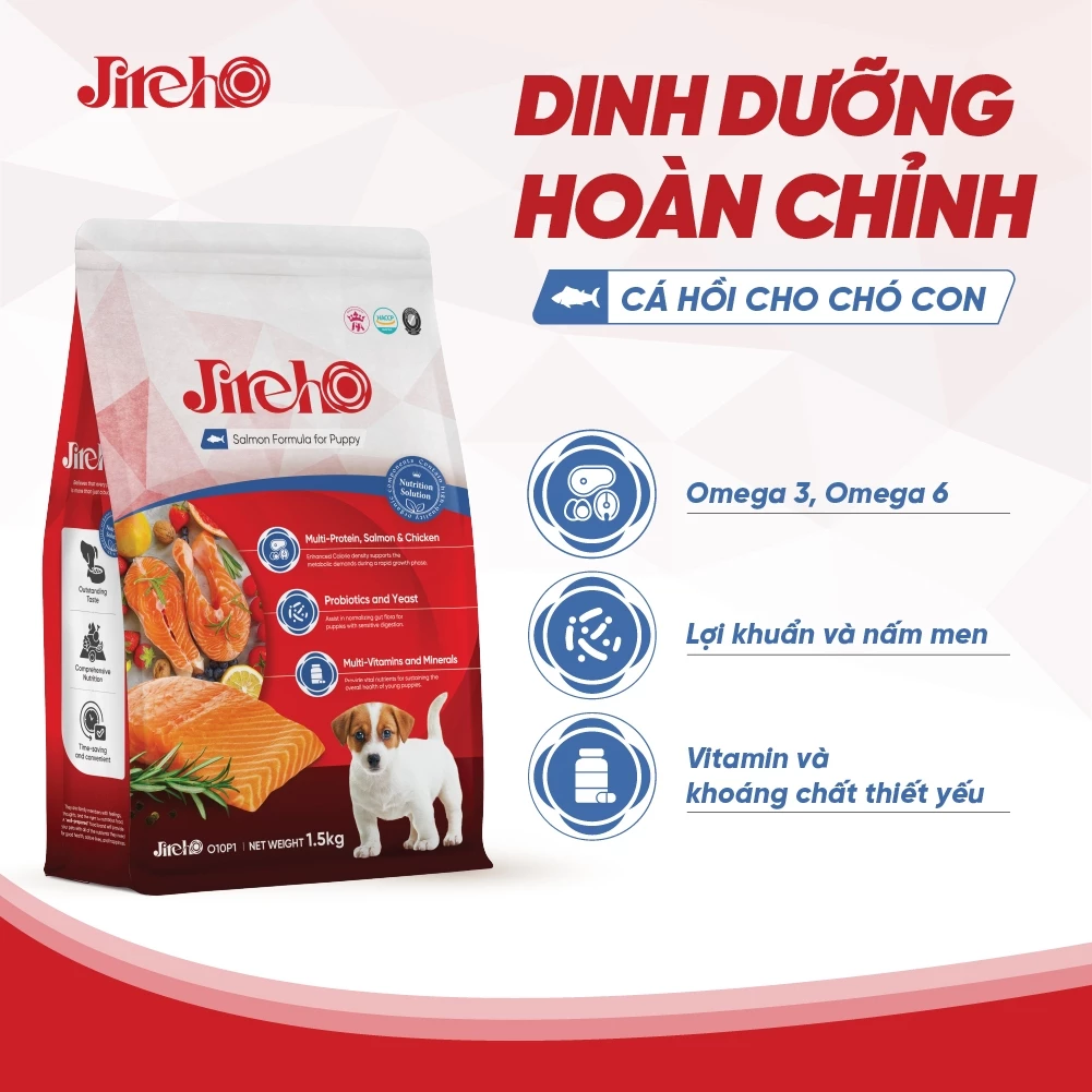 Thức ăn hạt JirehO Cá hồi cho chó con