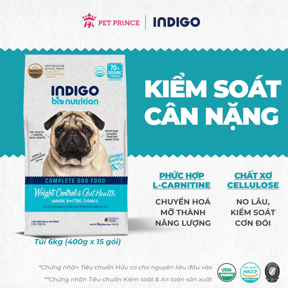 Thức ăn dinh dưỡng cho Chó INDIGO Kiểm Soát Cân Nặng và Tiêu Hóa 2kg