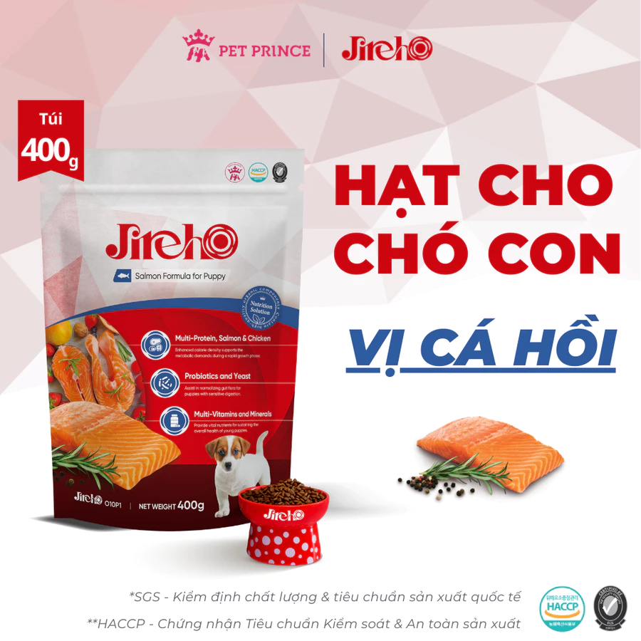 Thức ăn hạt JirehO Cá hồi cho chó con