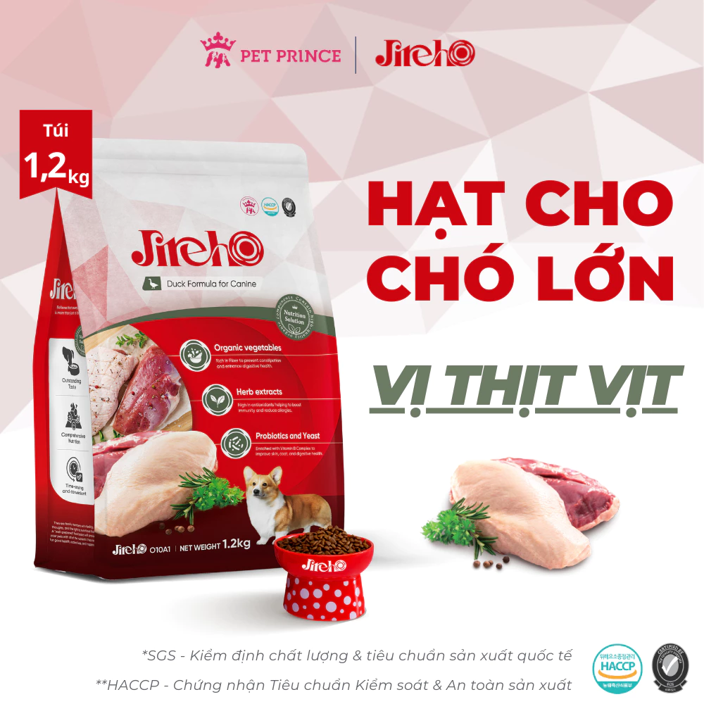 Thức ăn JirehO Thịt Vịt cho chó 1,2kg