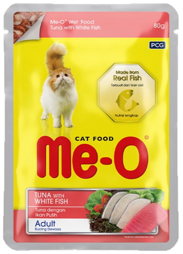 Pate cho mèo Me-O vị Cá ngừ và cá thịt trắng 80g