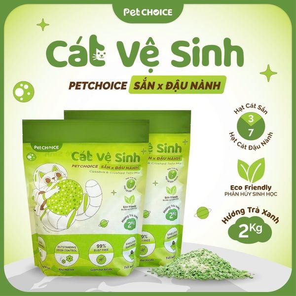 Cát vệ sinh mèo Sắn Mix Đậu Nành PetChoice 2kg