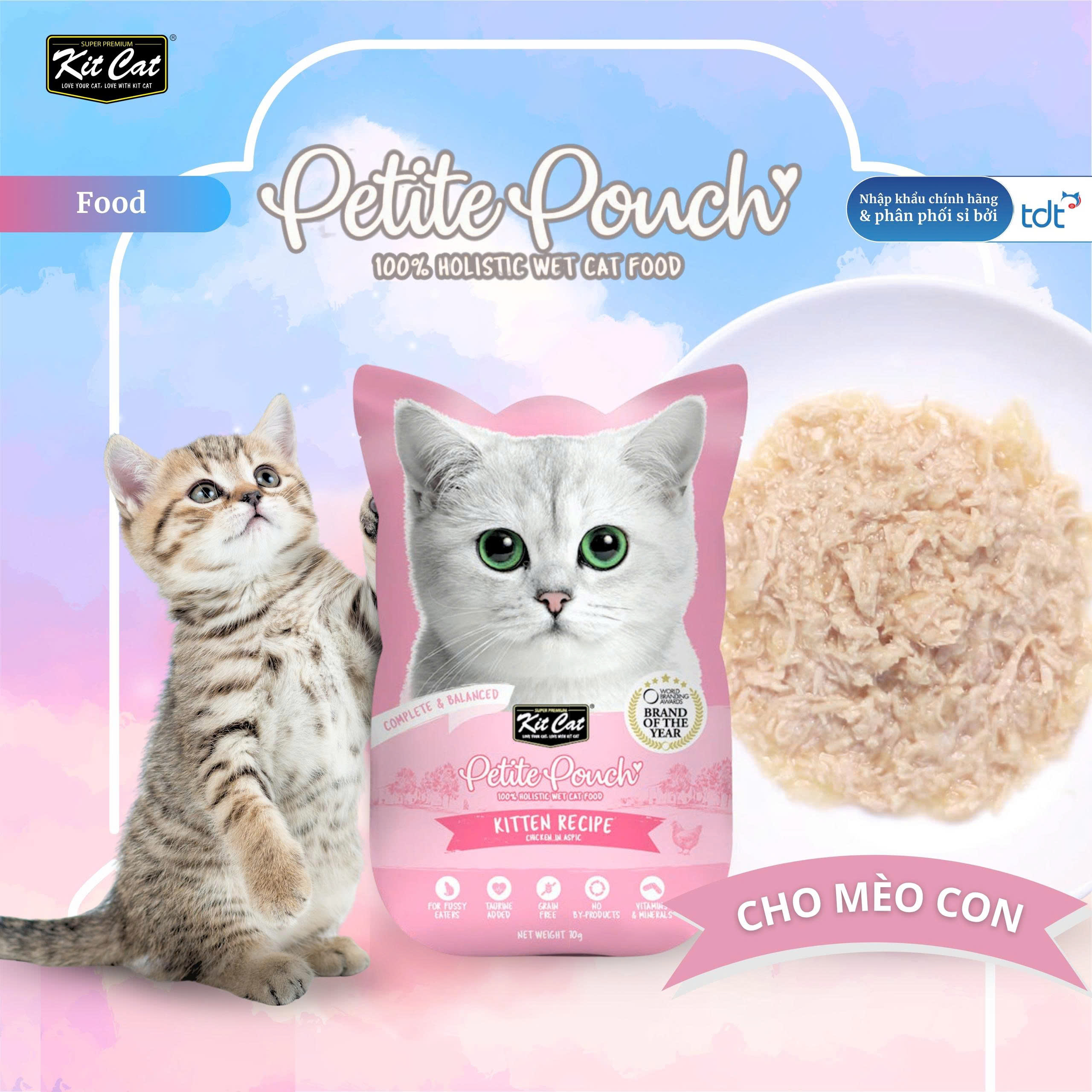 Pate Kit Cat Petite Pouch vị gà 70g cho mèo con - Hồng Phấn