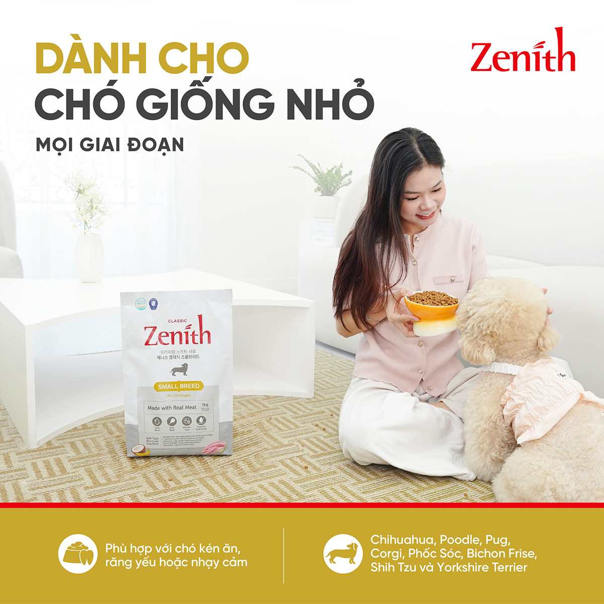 Thức ăn hạt mềm Zenith chó Giống Nhỏ 1kg
