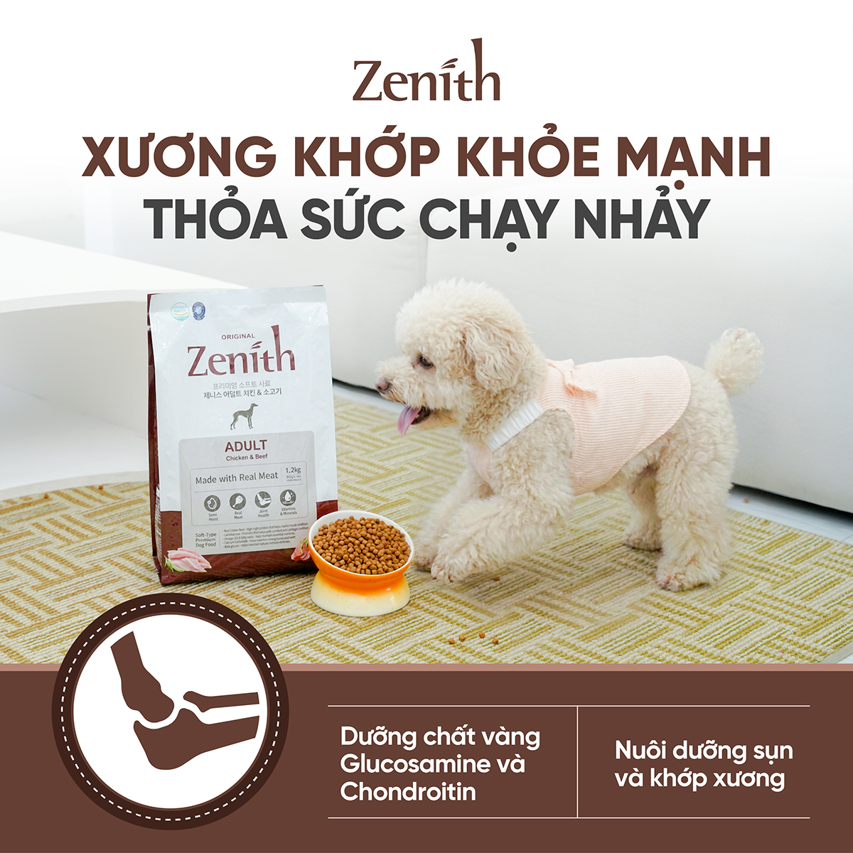 Thức ăn hạt mềm Zenith cho Chó Trưởng thành Thịt Gà & Bò