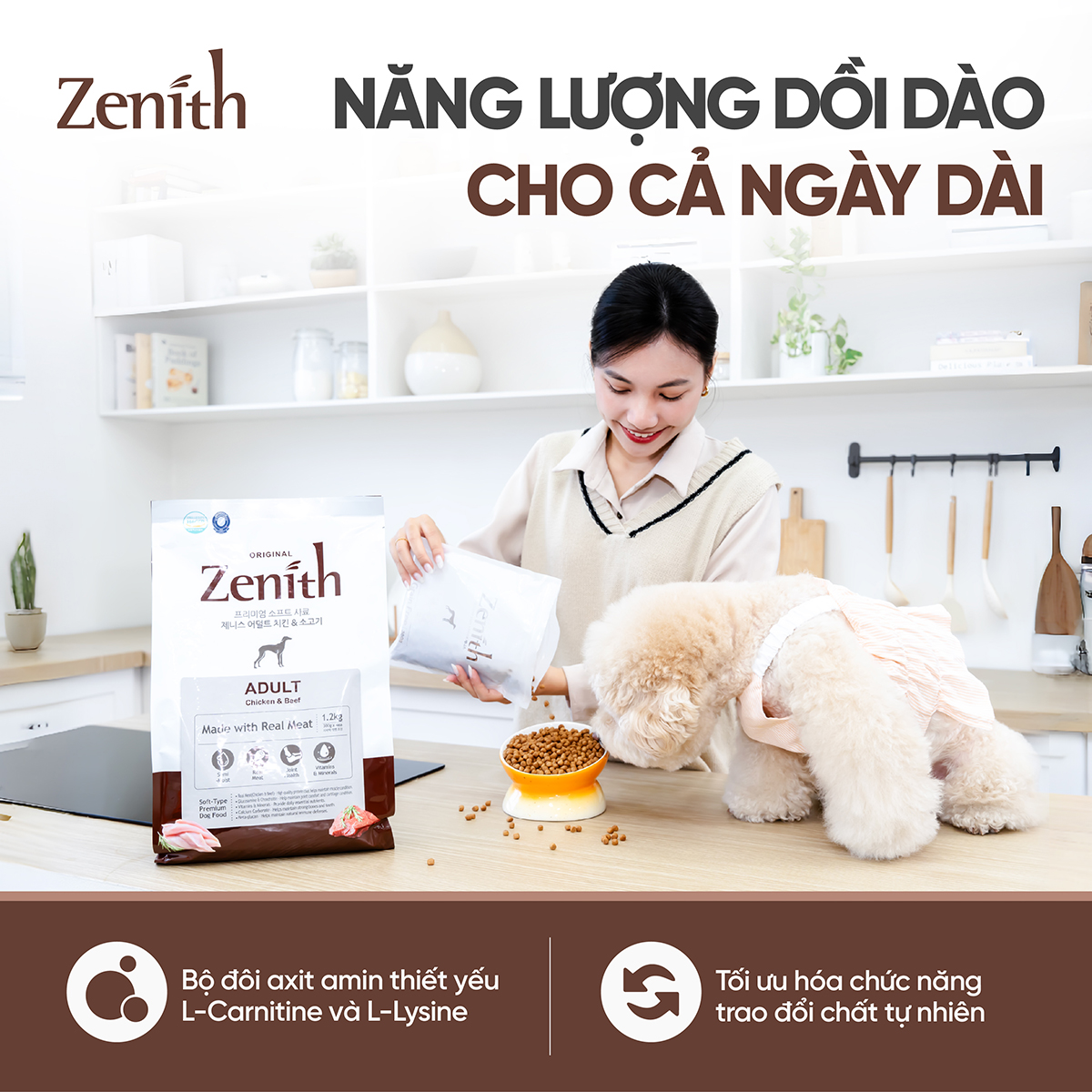 Thức ăn hạt mềm Zenith cho Chó Trưởng thành Thịt Gà & Bò