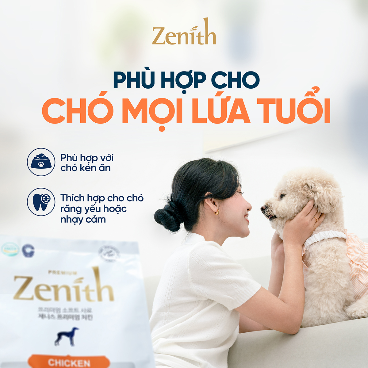 Thức ăn hạt mềm Zenith cho Chó mọi lứa tuổi Thịt Gà