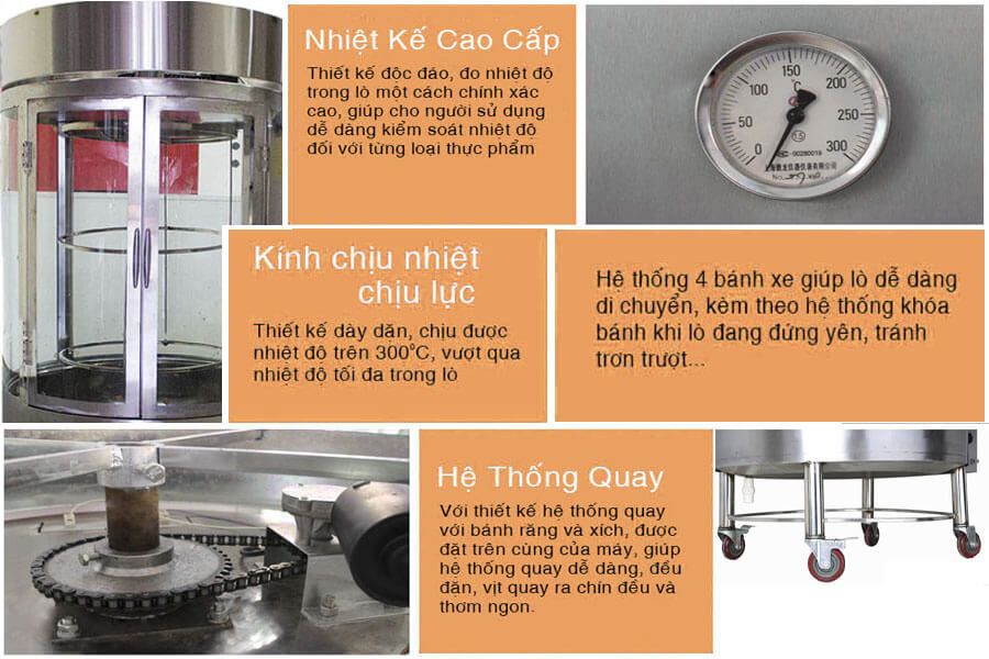 Lò quay vịt kính 680 tự xoay (8 – 12 con)