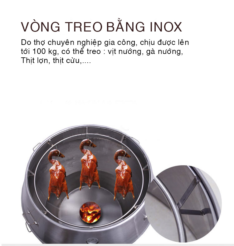 Lò quay gà vịt inox 80 cm (8 – 12 con)