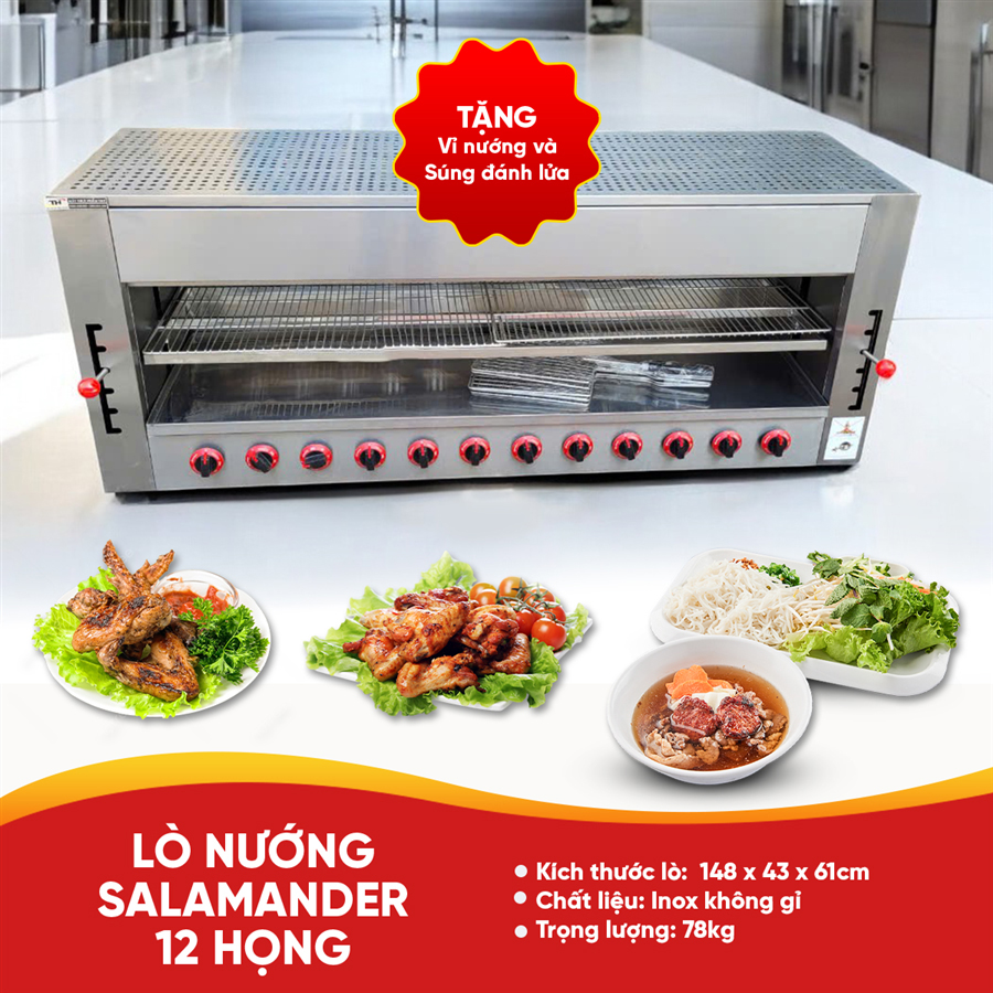 Lò nướng Salamander 12 họng gas