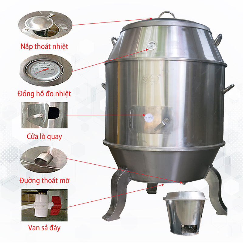 Lò quay vịt chân cong 80 Inox (8-12 con)