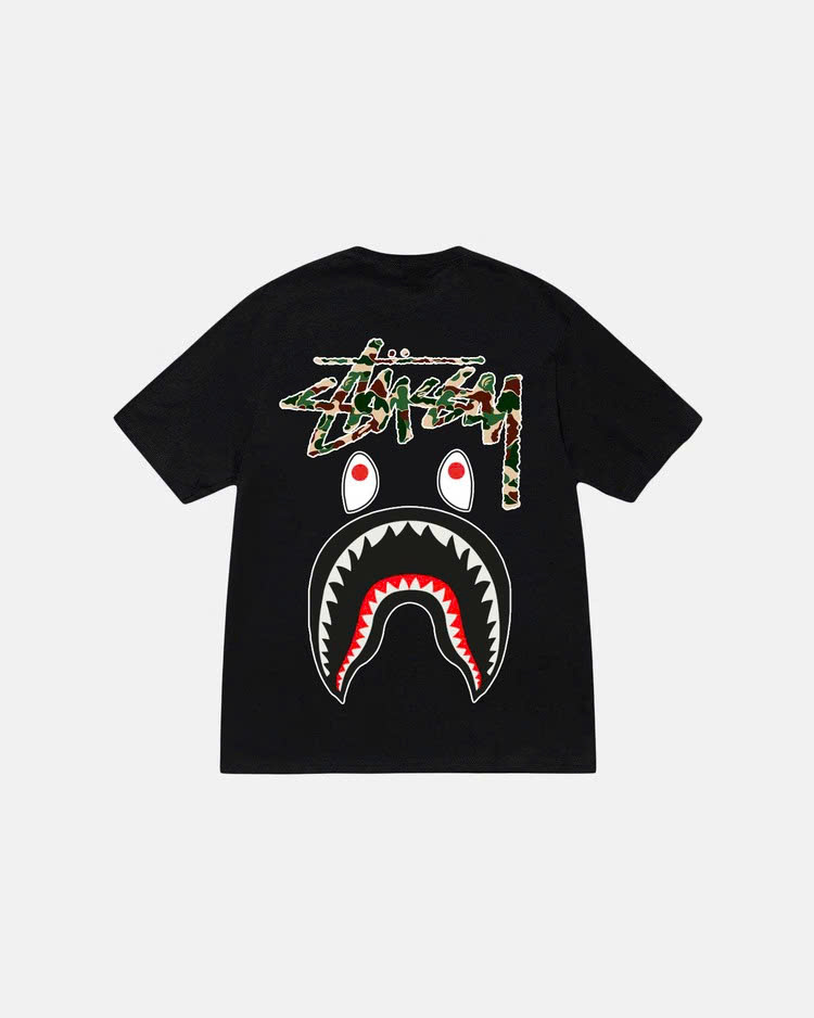 Stussy x BAPE Shark Camo T-shirt