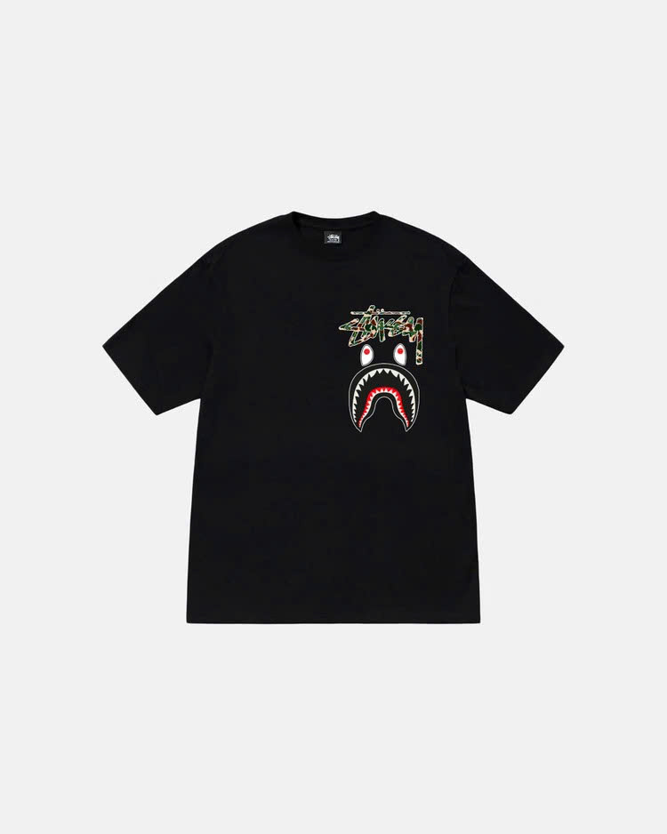 Stussy x BAPE Shark Camo T-shirt