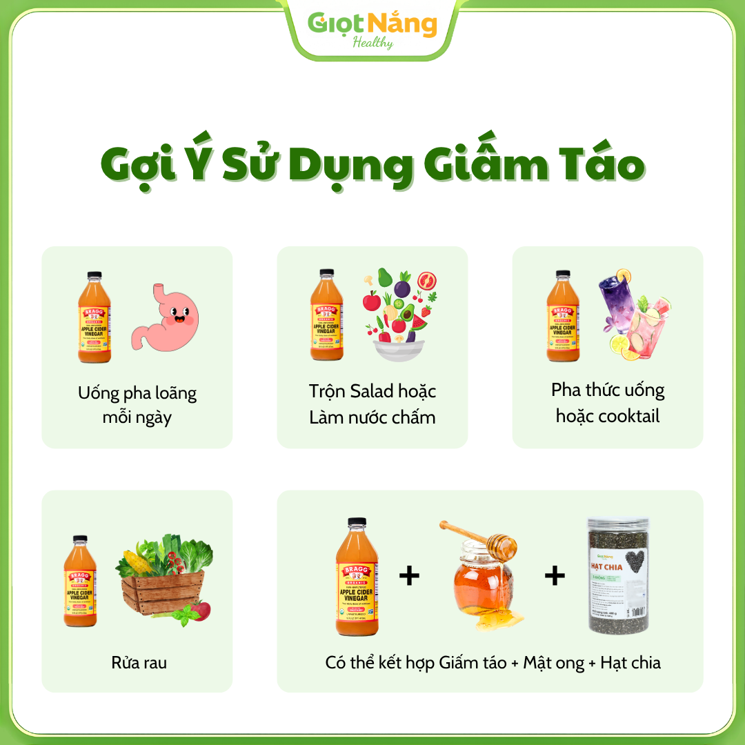 Giấm táo Bragg chai nhỏ 473 ml