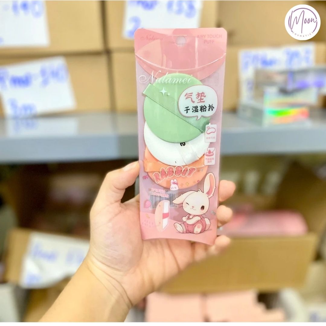 HỘP 3 MÚT TRANG ĐIỂM ĐỆM KHÍ NALAMEI | MÚT MỀM MỊN, TÁN CUSHION TỰ NHIÊN, GIÚP LỚP NỀN MỎNG NHẸ