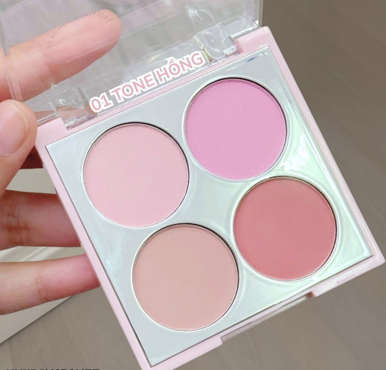 Bảng Má Hồng Mona Blush Palette 4 Ô Siêu Mịn Lên Màu Tự Nhiên, Tone Hồng & Cam Đào - Bảng Đánh Má Hồng Mona Chính Hãng