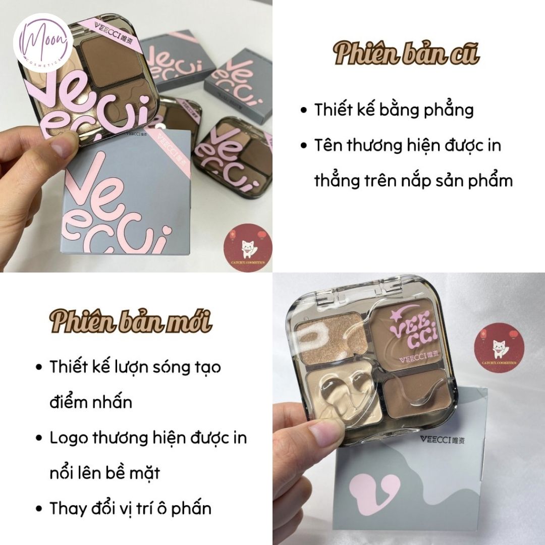 BẢNG PHẤN TẠO KHỐI VEECCI – HIGHLIGHT BẮT SÁNG TỰ NHIÊN, TÍCH HỢP MÁ HỒNG, LÂU TRÔI & CHỐNG NƯỚC