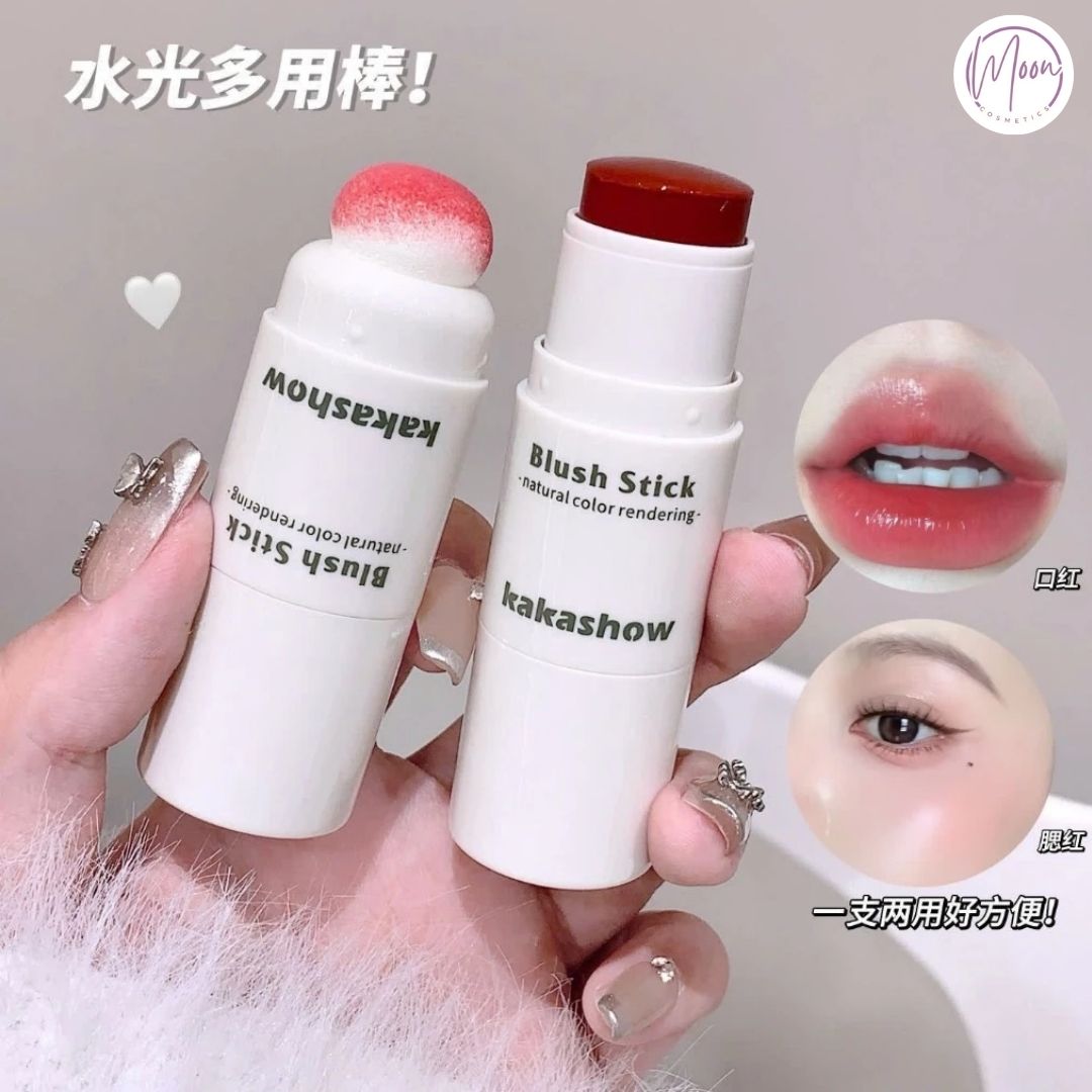 SON THỎI KAKASHOW ĐA CHỨC NĂNG - DÙNG LÀM SON MÔI VÀ MÁ HỒNG, ĐẦU CỌ BẰNG MÚT XỐP, LÊN MÀU TỰ NHIÊN, DỄ TÁN