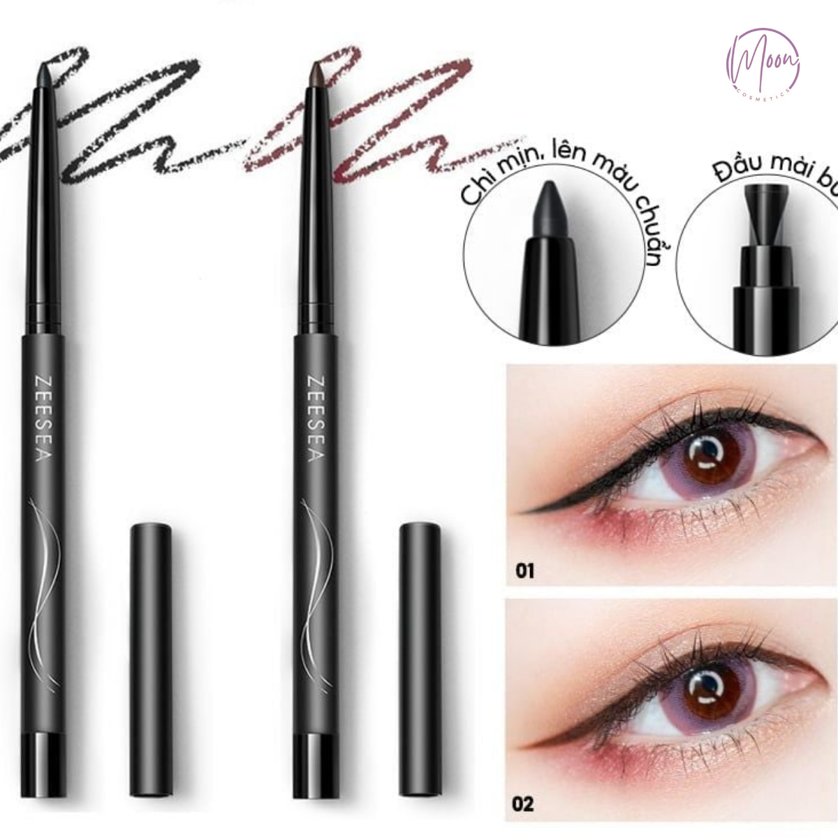 CHÌ KẺ MÀY 2 ĐẦU ZEESEA HIỆU ỨNG TỰ NHIÊN | LÊN MÀU CHUẨN, NÉT MẢNH, LÂU TRÔI