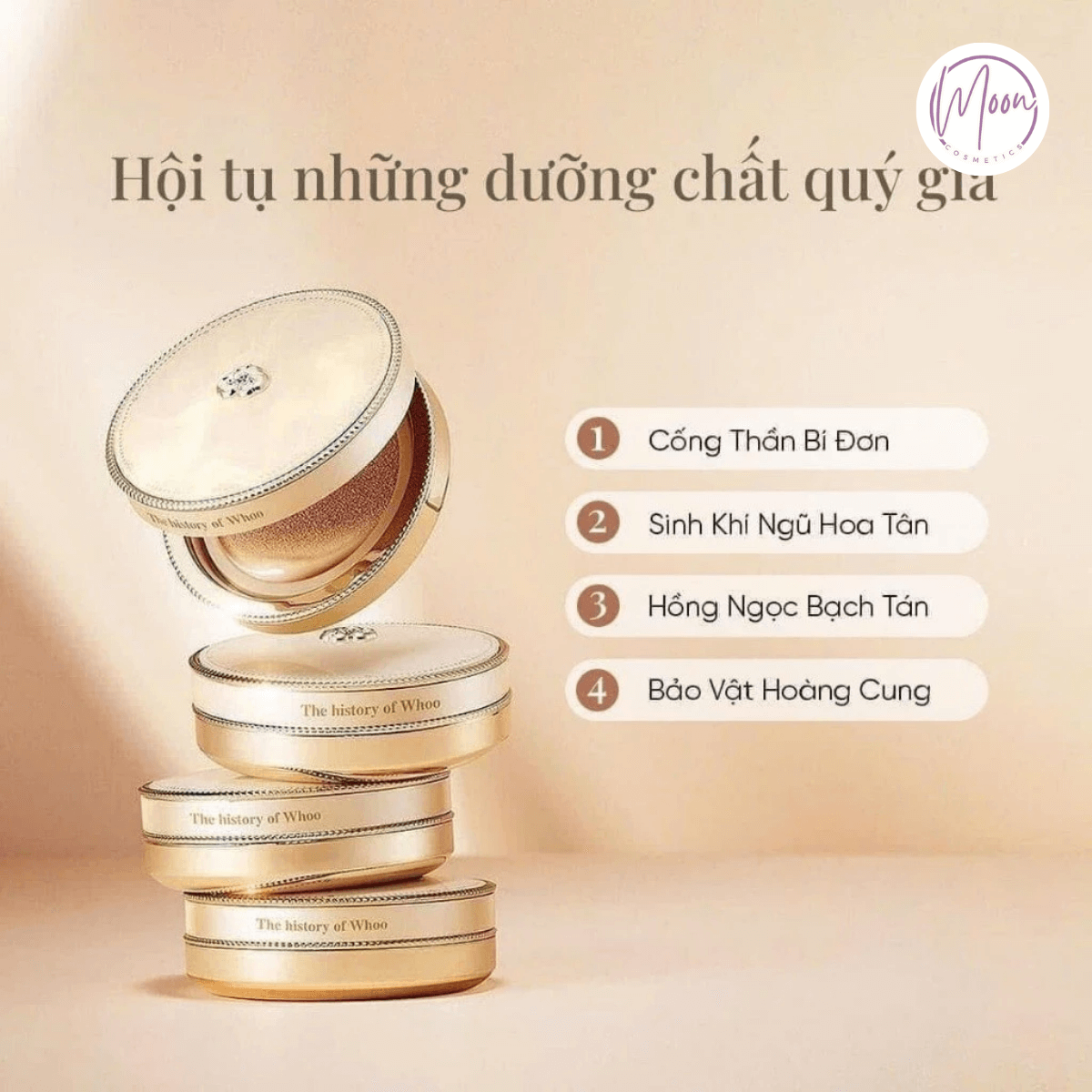 Set phấn nước Cushion WHOO Vàng Luxury