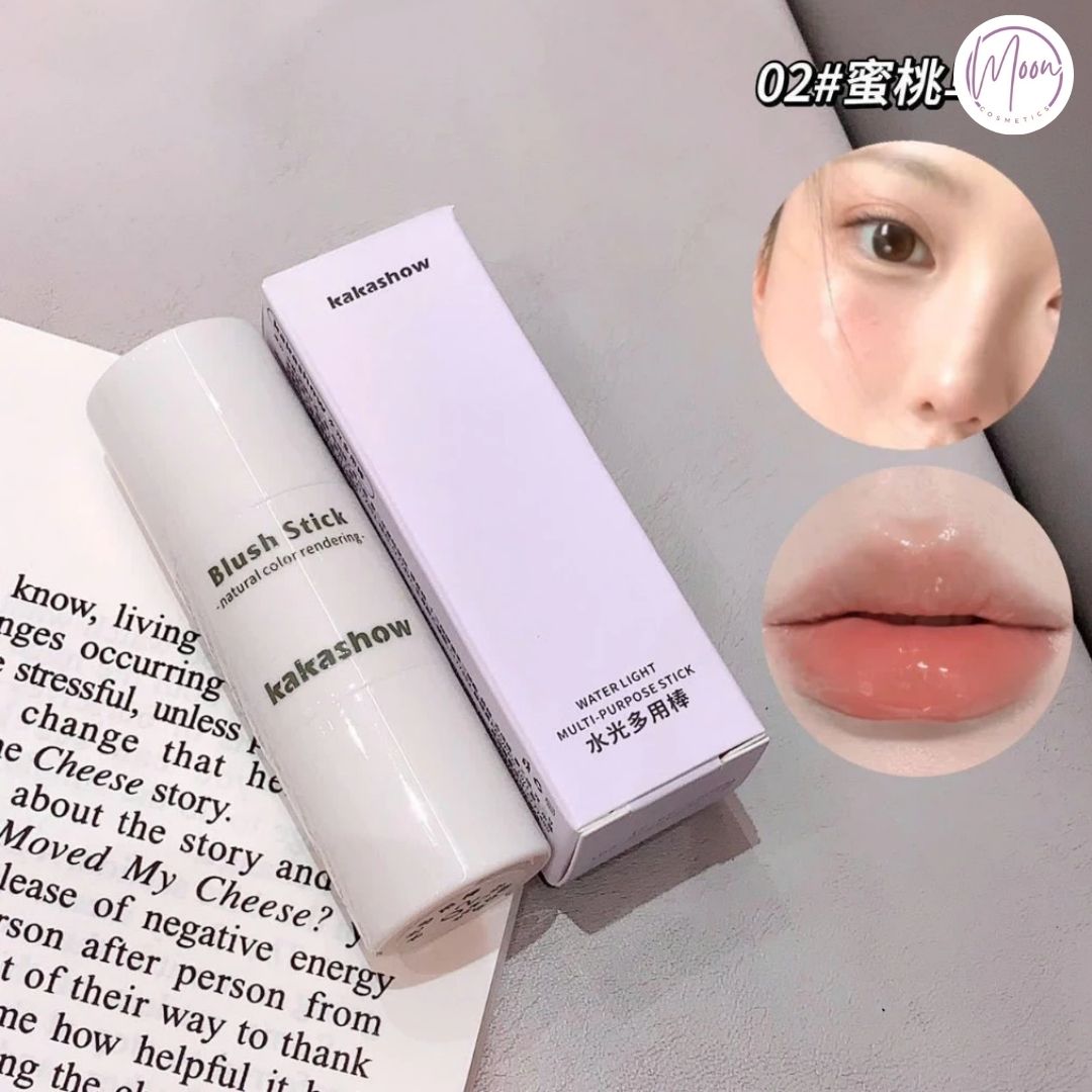 SON THỎI KAKASHOW ĐA CHỨC NĂNG - DÙNG LÀM SON MÔI VÀ MÁ HỒNG, ĐẦU CỌ BẰNG MÚT XỐP, LÊN MÀU TỰ NHIÊN, DỄ TÁN