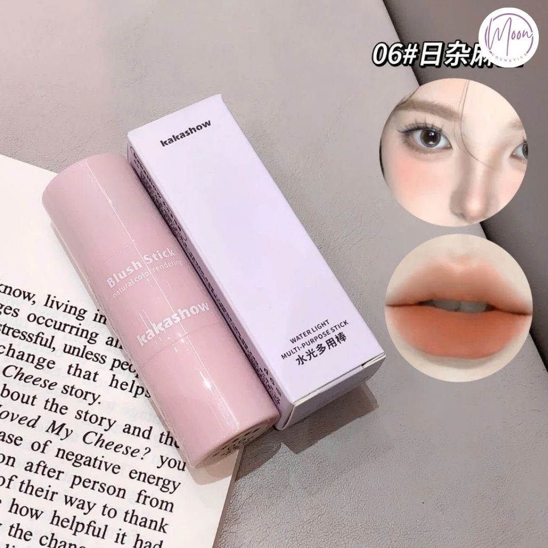 SON THỎI KAKASHOW ĐA CHỨC NĂNG - DÙNG LÀM SON MÔI VÀ MÁ HỒNG, ĐẦU CỌ BẰNG MÚT XỐP, LÊN MÀU TỰ NHIÊN, DỄ TÁN