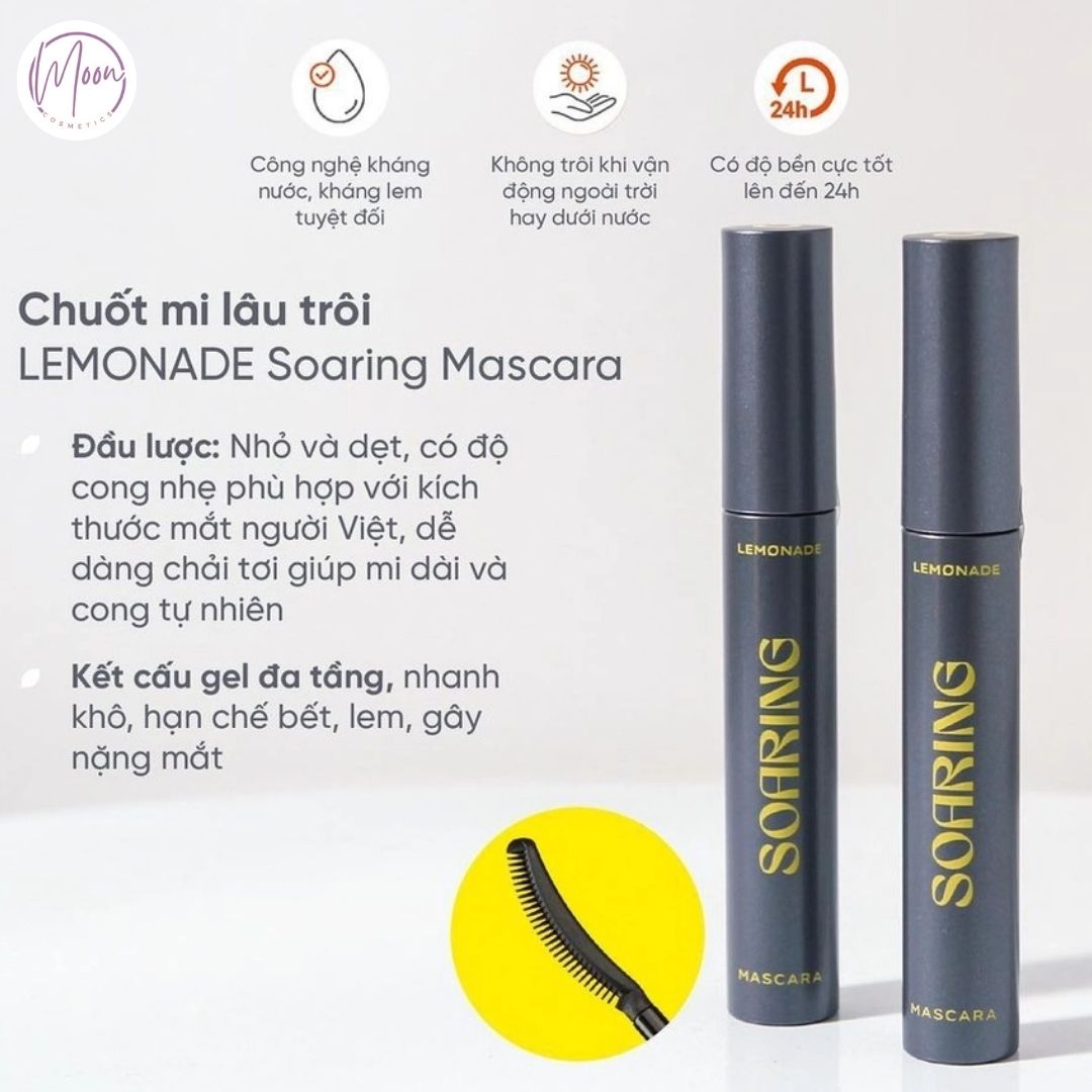 MASCARA LEMONADE SOARING | CHUỐT MI CONG DÀI TƠI MI, CHỐNG NƯỚC, KHÔNG VÓN CỤC, KHÔNG LEM