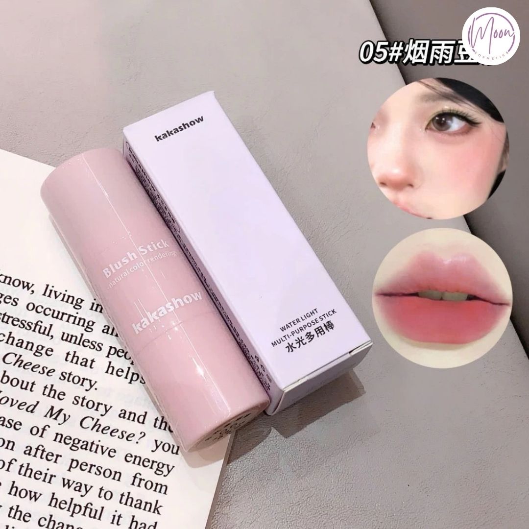 SON THỎI KAKASHOW ĐA CHỨC NĂNG - DÙNG LÀM SON MÔI VÀ MÁ HỒNG, ĐẦU CỌ BẰNG MÚT XỐP, LÊN MÀU TỰ NHIÊN, DỄ TÁN