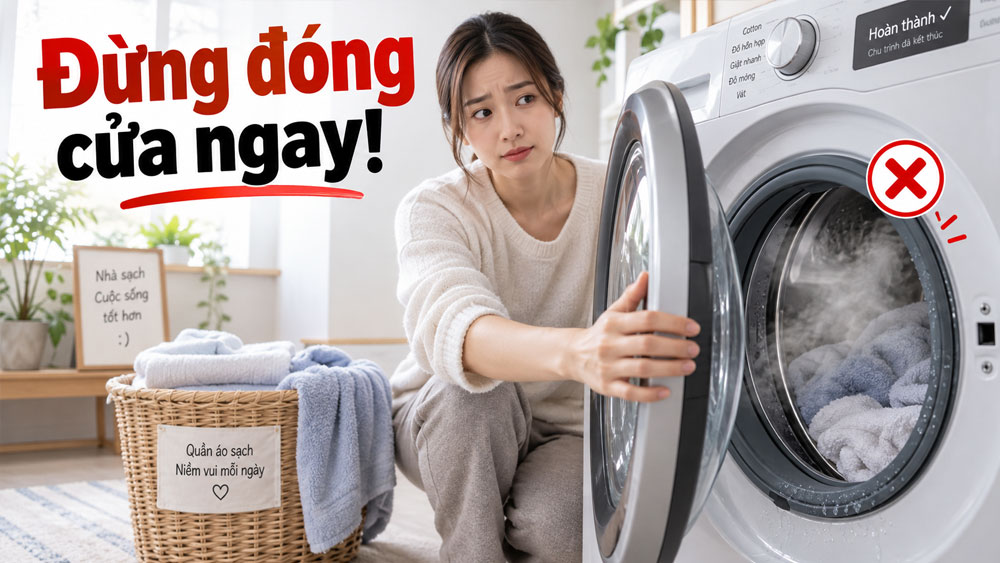 Một thói quen sau khi giặt đang khiến máy giặt nhanh có mùi