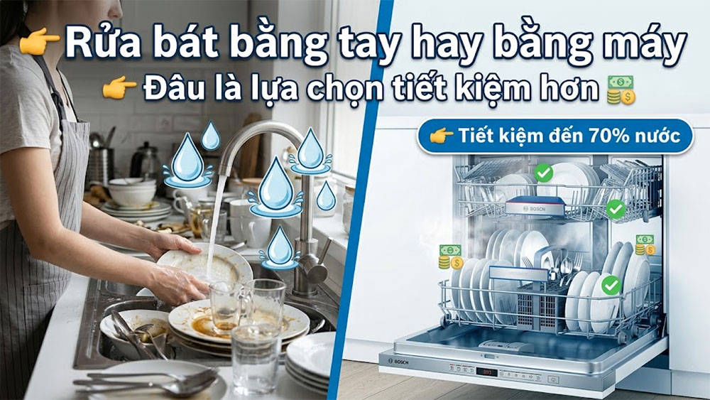Rửa bát bằng tay và rửa bát bằng máy, phương pháp nào tiết kiệm hơn?