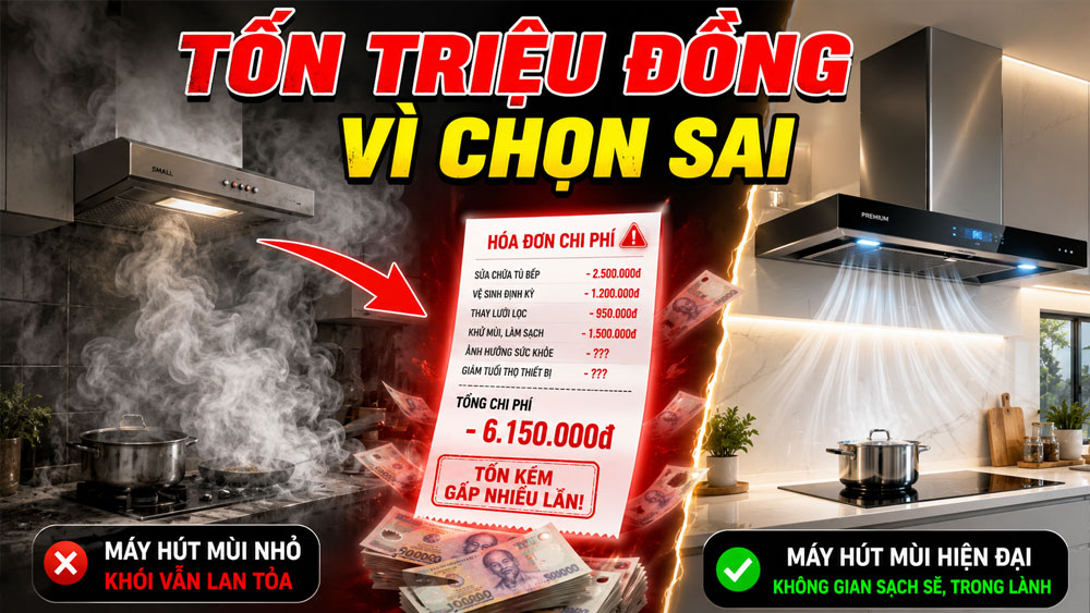 Chọn sai công suất máy hút mùi có thể khiến bạn tốn thêm hàng triệu đồng