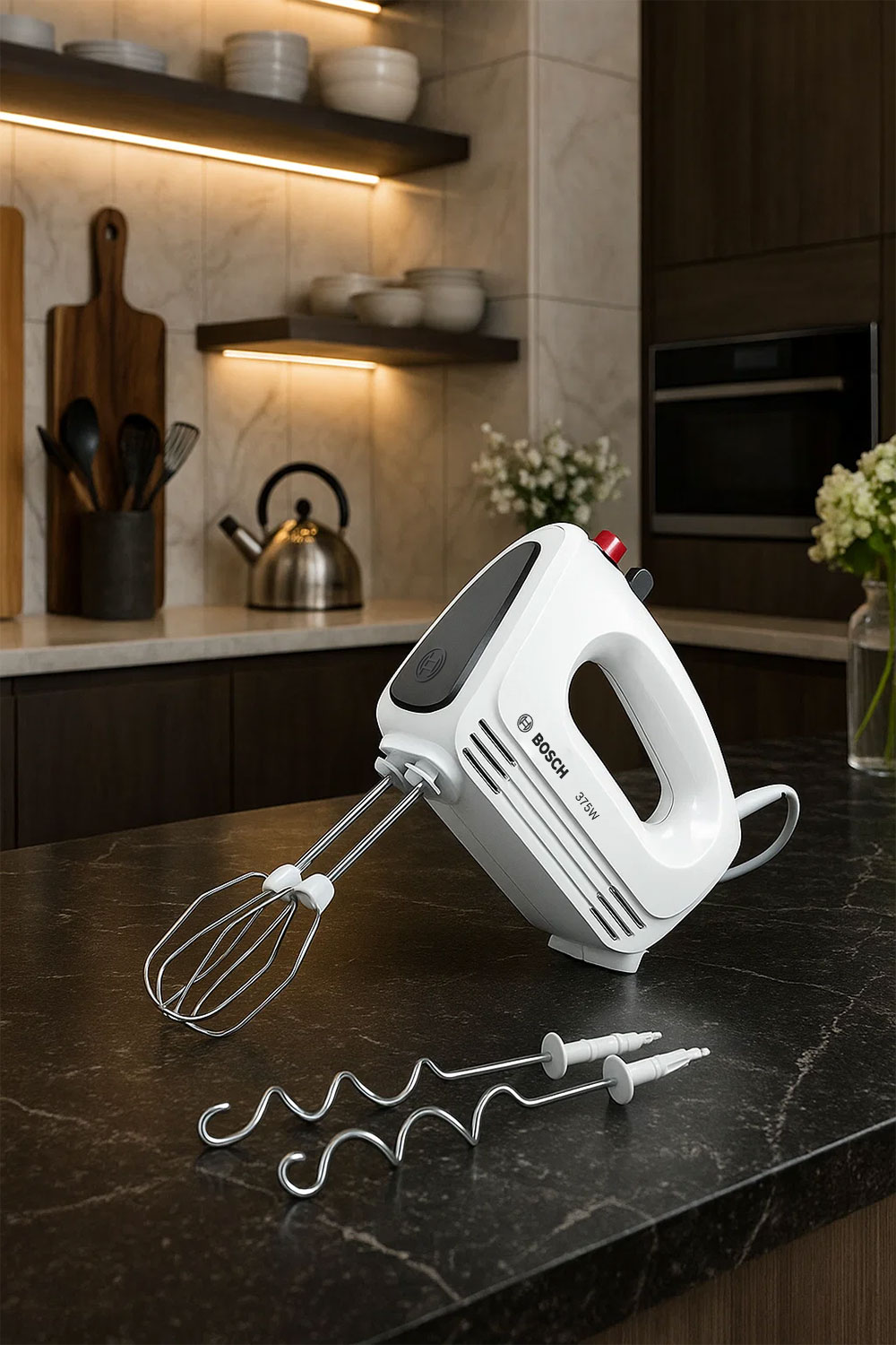 Máy đánh trứng Bosch MFQ22100 375W với thiết kế nhỏ gọn và tay cầm chống trượt