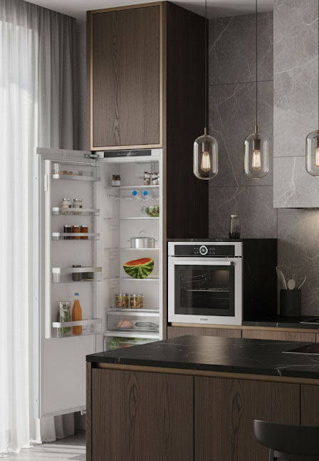 Thiết kế sang trọng tinh tế của tủ lạnh âm tường Bosch Series 6 KIR81ADD0 310 lít