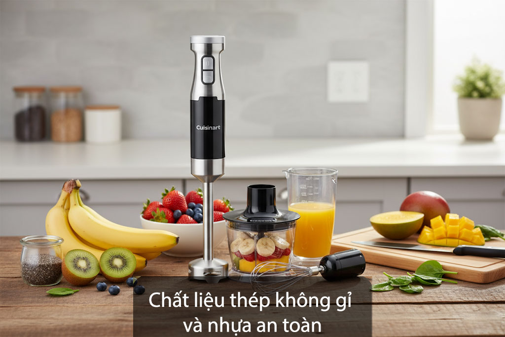 Máy xay sinh tố cầm tay Cuisinart CSB-136HK chất liệu thép không gỉ và nhựa an toàn