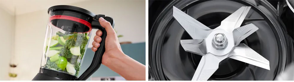 Cận cảnh lưỡi dao và cối Tritan của Bosch MMB6652B