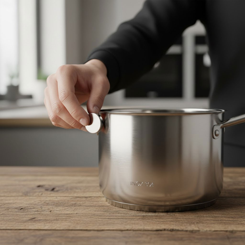 thử nam châm với nồi inox 304