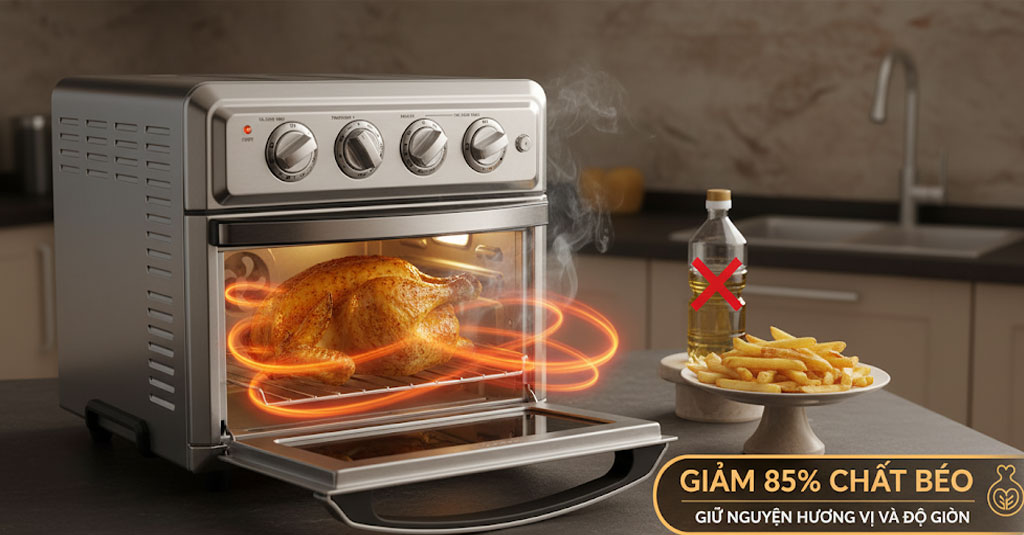 Công nghệ chiên không dầu quạt đối lưu Cuisinart TOA-60HK