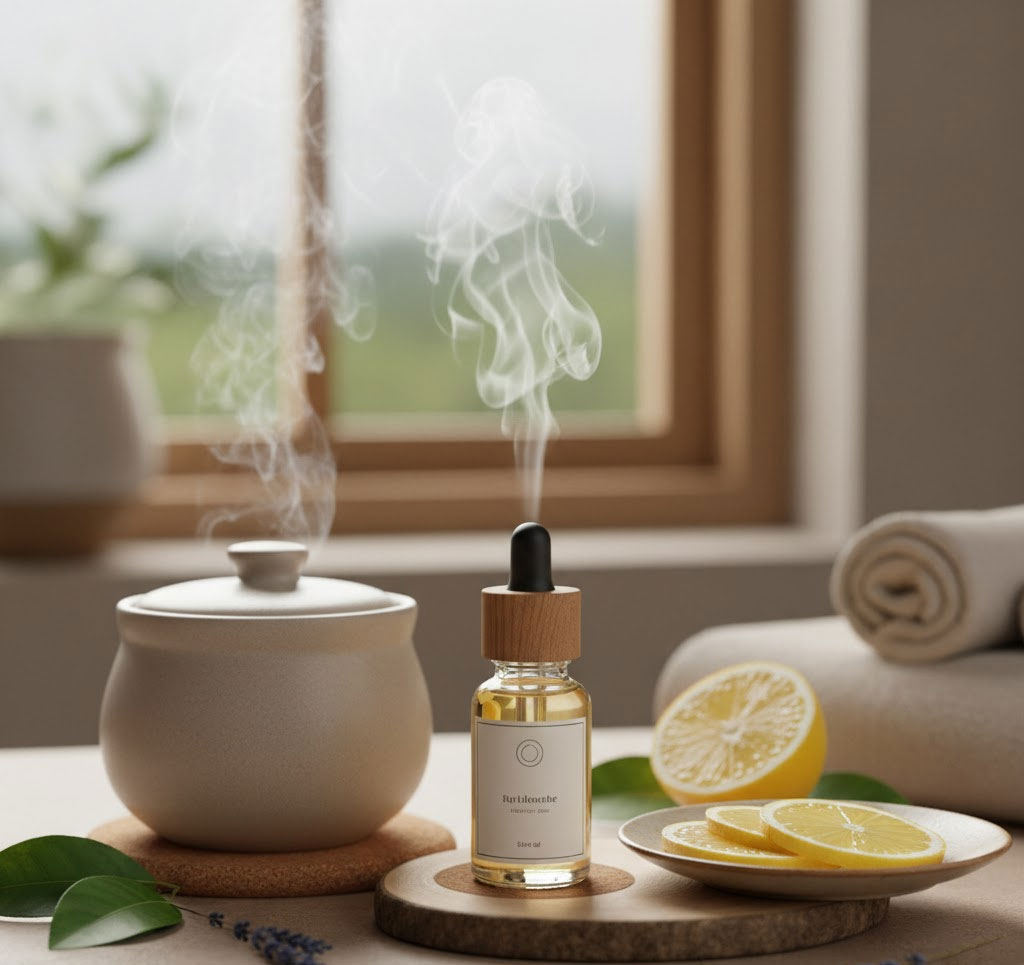 Đặt lọ tinh dầu nhỏ hoặc sử dụng máy xông tinh dầu ở góc bếp