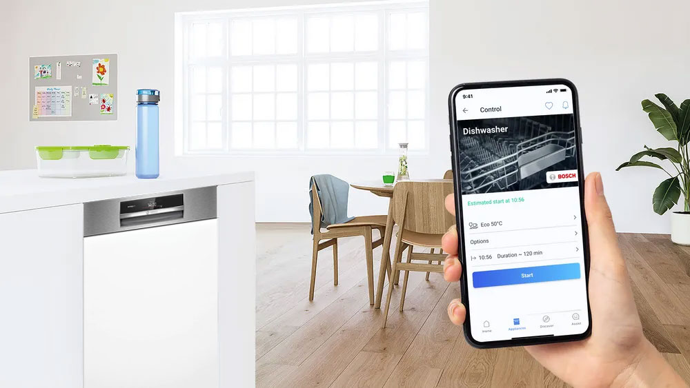 Giao diện ứng dụng Home Connect điều khiển máy rửa chén Bosch