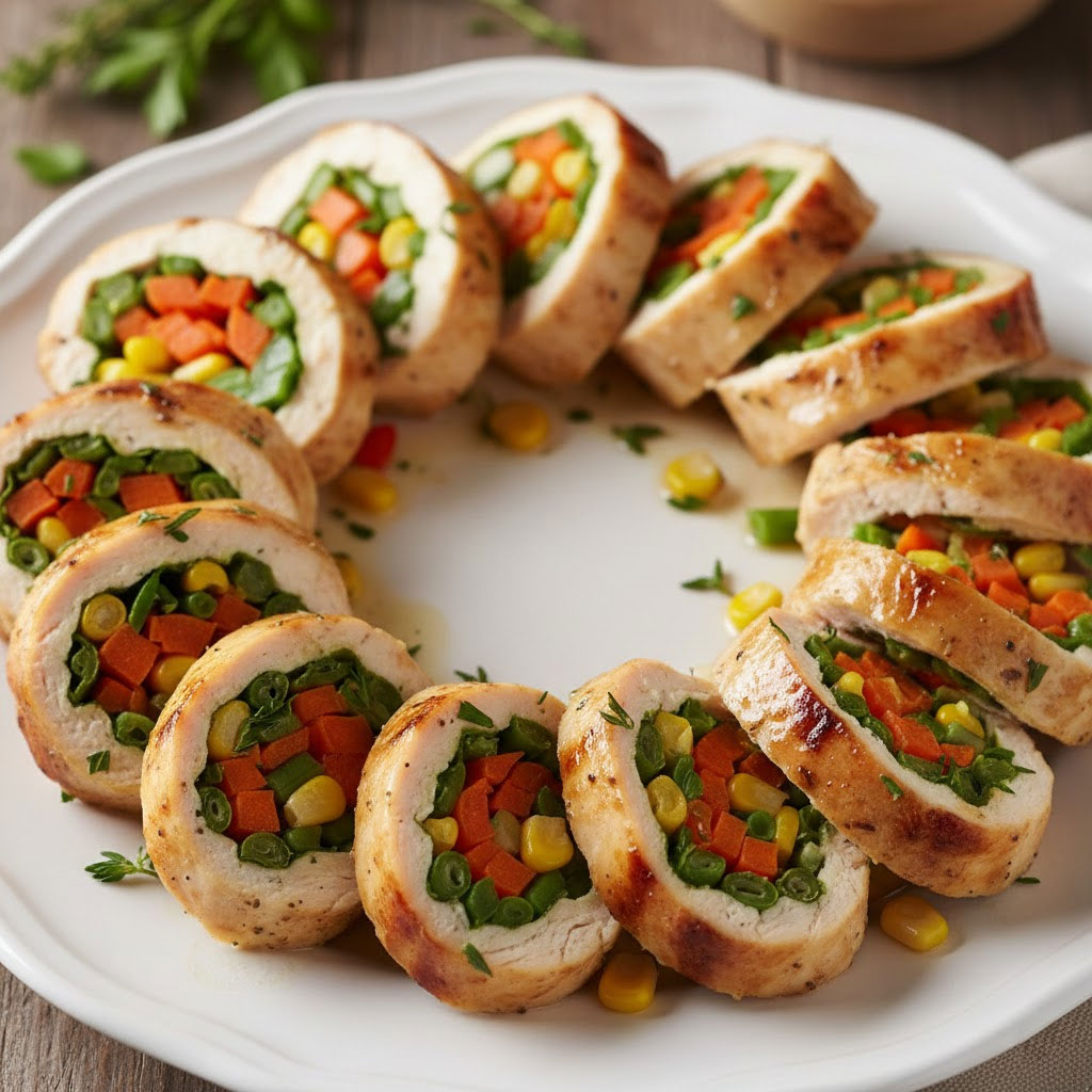 Gà cuộn rau củ cung cấp đầy đủ dinh dưỡng cho bé